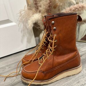 Red Wing Shoes Brown Leather Lace-Up Boots